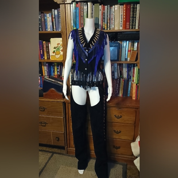 freedom Riding company Jackets & Blazers - Freedom Riding Company Black And Blue Pure Leather Vest, Jacket And Chaps.